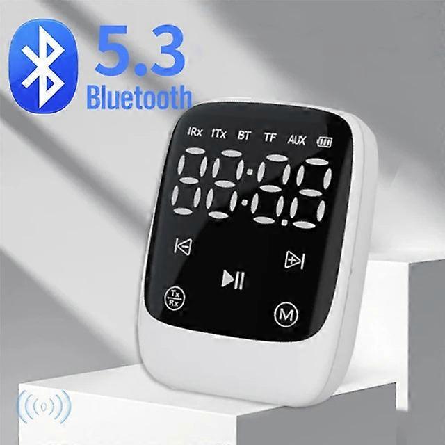 Bluetooth 5.3 Transmitter Receiver Portable Wireless Audio Adapter Aux Tf Mp3 Player Stereo Touch Screen Digital Clock Speaker