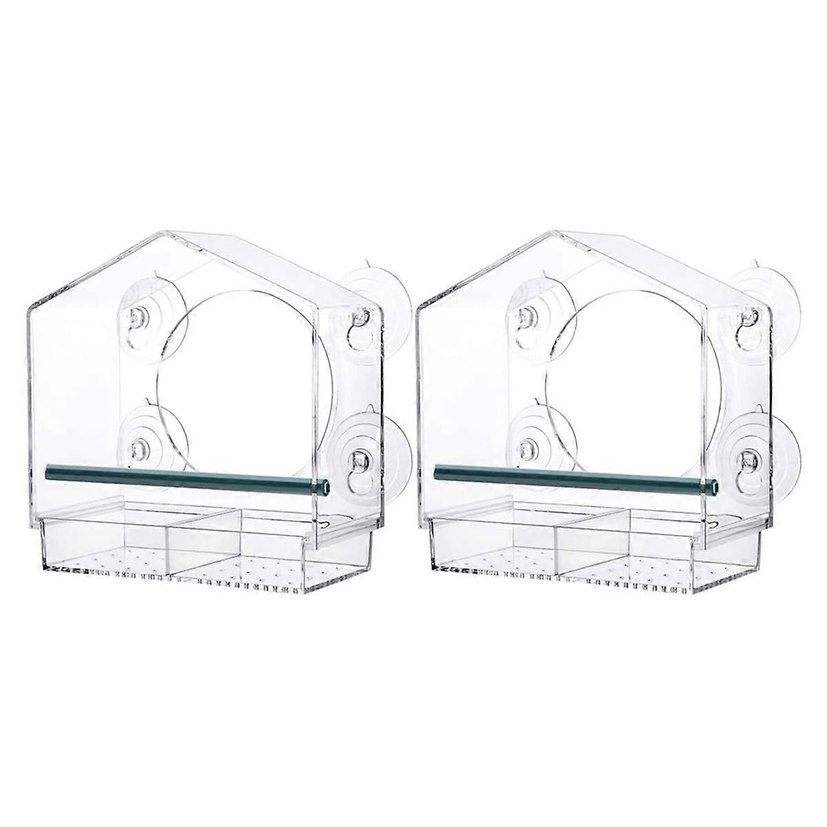 Bird Feeder, Acrylic Clear Window Bird Feeder, Tray Bird Garden Pet Feeder