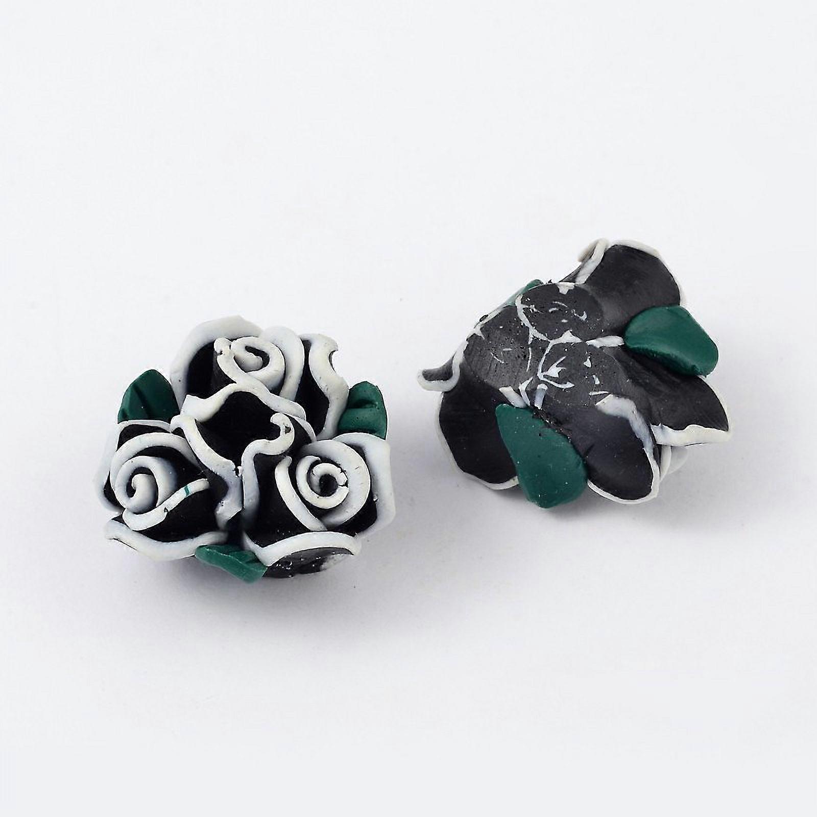 50pc Handmade Polymer Clay Beads for Mother's Day Flower Colorful about 20~23mm in diameter 14mm thick hole: 2mm