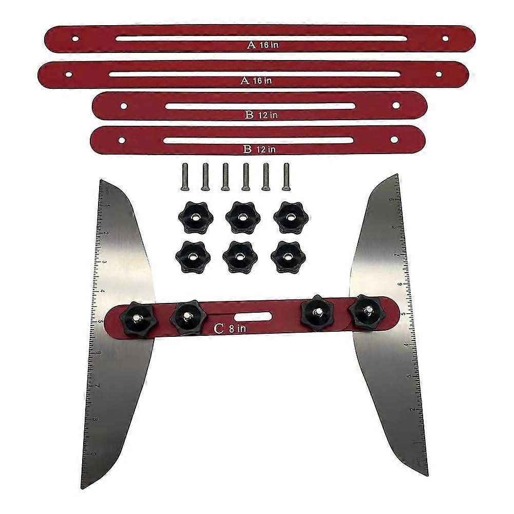 stair tread gauge and layout tool jig for measuring stair shelf-red
