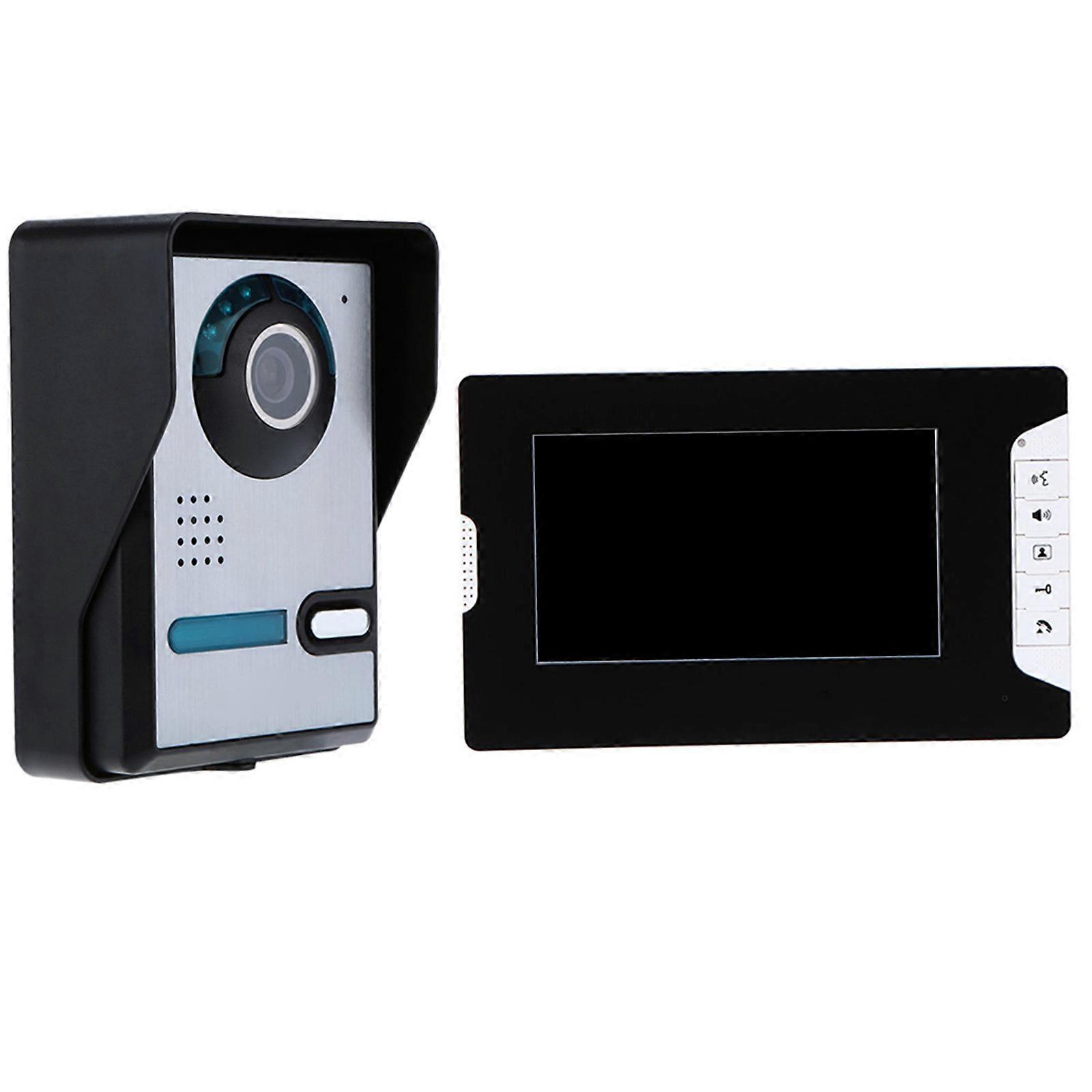 Videocitofono Videocitofono con schermo monitor LCD TFT a colori da 7 '' 5 LED IR 16 anelli musicali Volume regolabile Luminosità per la sicurezza dell'ufficio domestico
