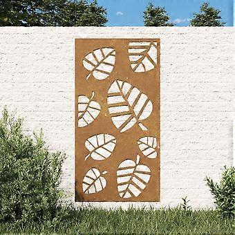 Gartenwanddekoration 105x55 cm Cortenstahl Blattdesign
