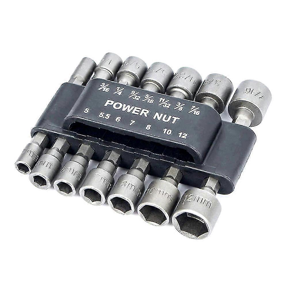 14pcs Quick Release No Magnetic Nut Setter Set Multifunctional Hex Socket Sleeve