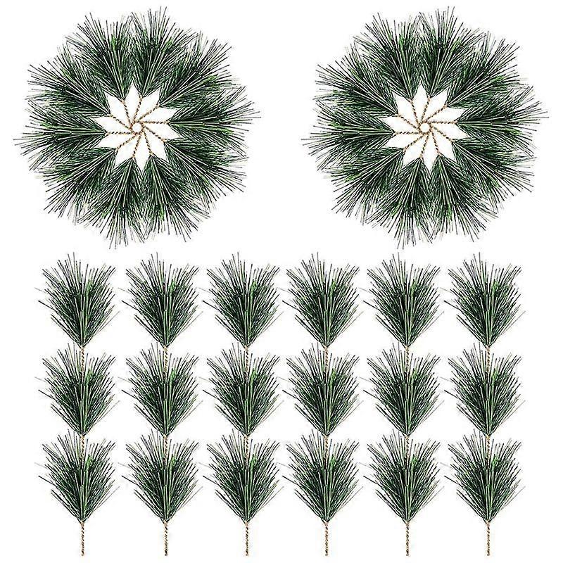 60 PC Artificial Green Pine Needles Branches-Small Pine Twigs Stems Picks- Greenery Pine Picks for
