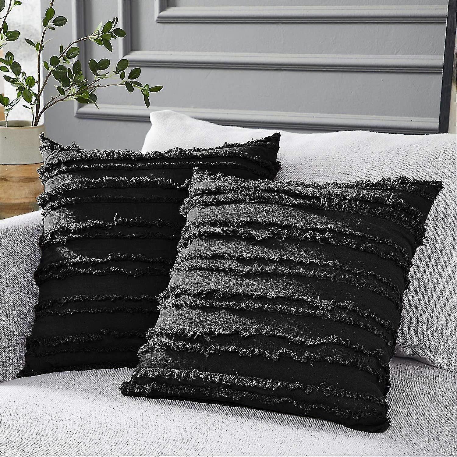 Schwarze Kissenbezüge 18 x 18 Zoll, 2er Set