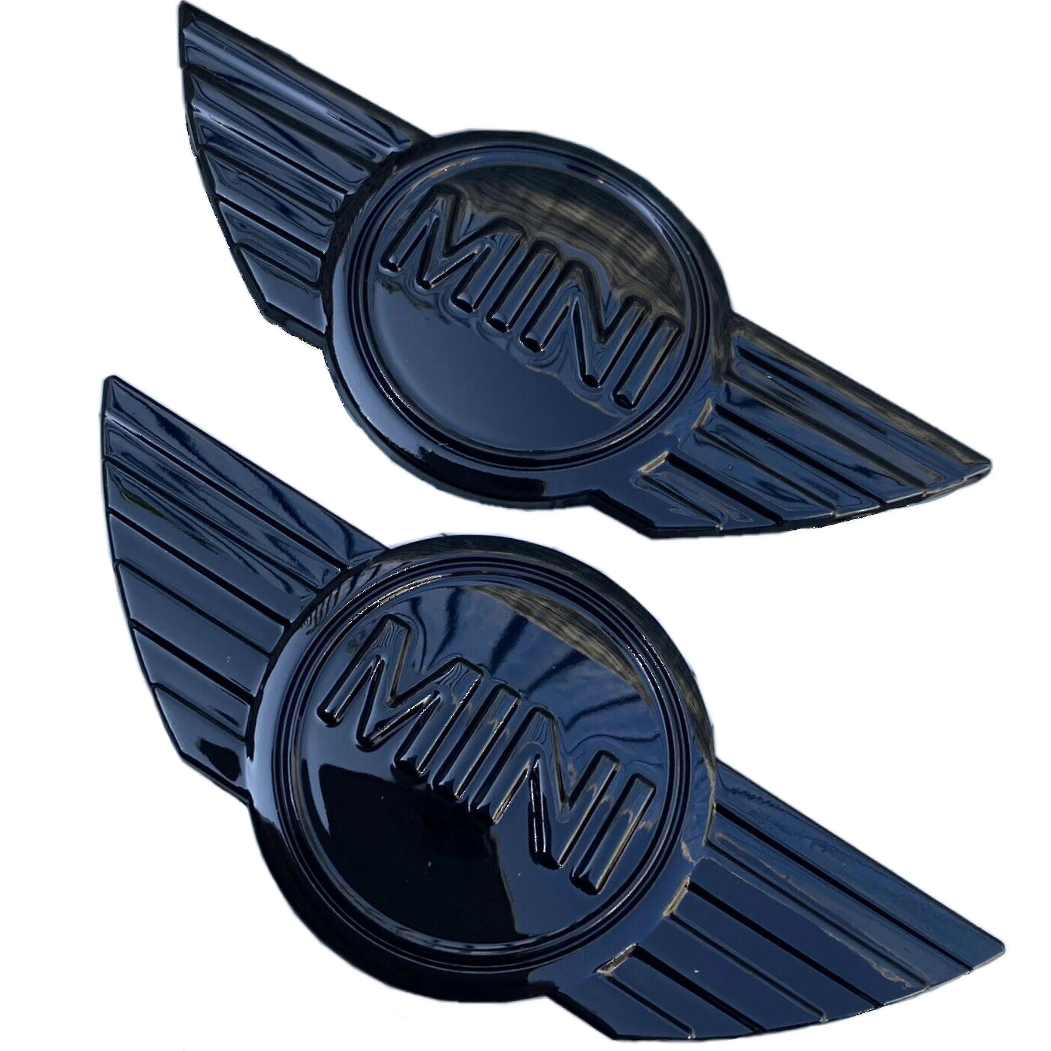 Alg 2x Mini R50 R56 R57 R58 R59 Gloss Black Metal Bonnet/boot Badges