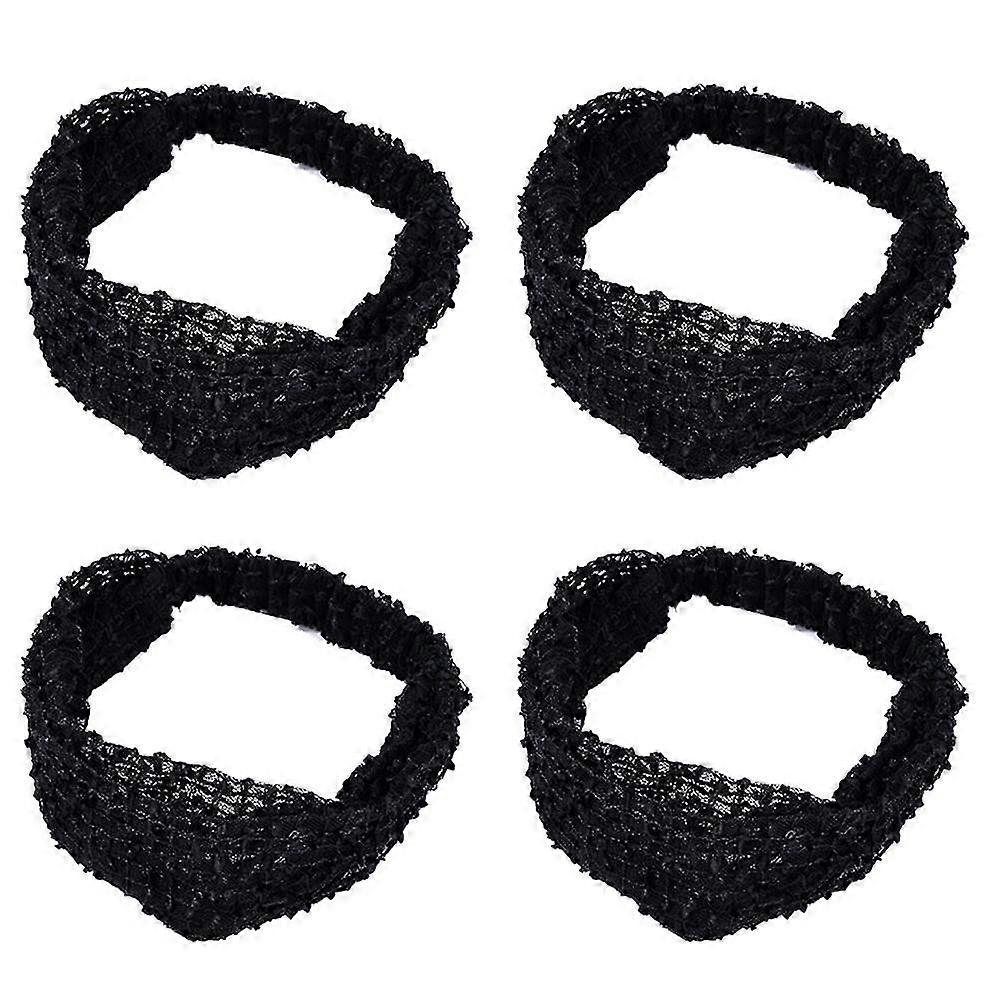 دانتيل نسائي - 4 قطع دانتيل زهري عريض مطاطي مذهل - أوشحة شعر دانتيل رفيع عريض الحواف