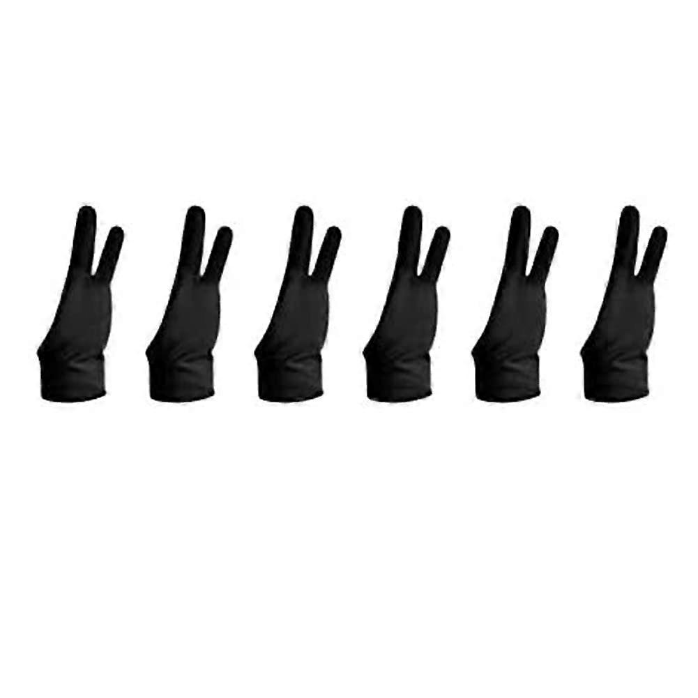 Two Finger Artist Glove 6PCS, Anti Smudge Drawing Glove for Graphic Tablet Painting Sketching Good (Large)