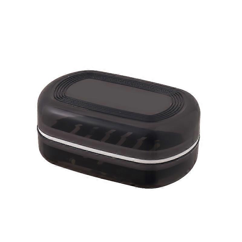 Travel Soap Container, Leakproof Soap Box, Soap Holder with Removable Draining Layer, Portable Soap Case for Traveling, Camping, Gym Black 12*5*8cm