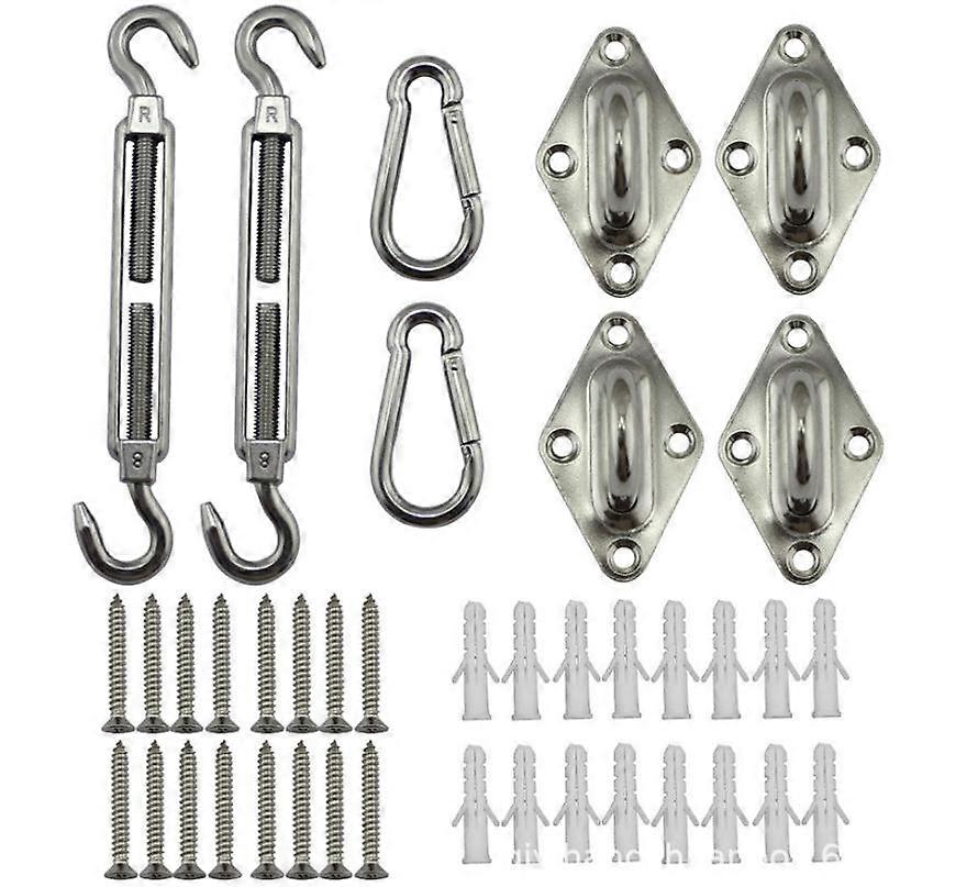 Shade Sail Fixing Kit,40Pcs Sail Shade Fixing Fixing Kit,Silver