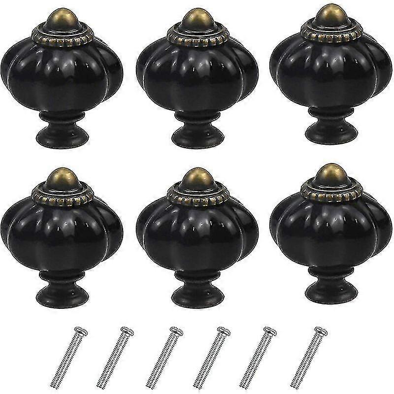 6pcs Vintage Pumpkin Knobs, Antique Furniture Handle, Drawer Door Knobs Acrylic Pull