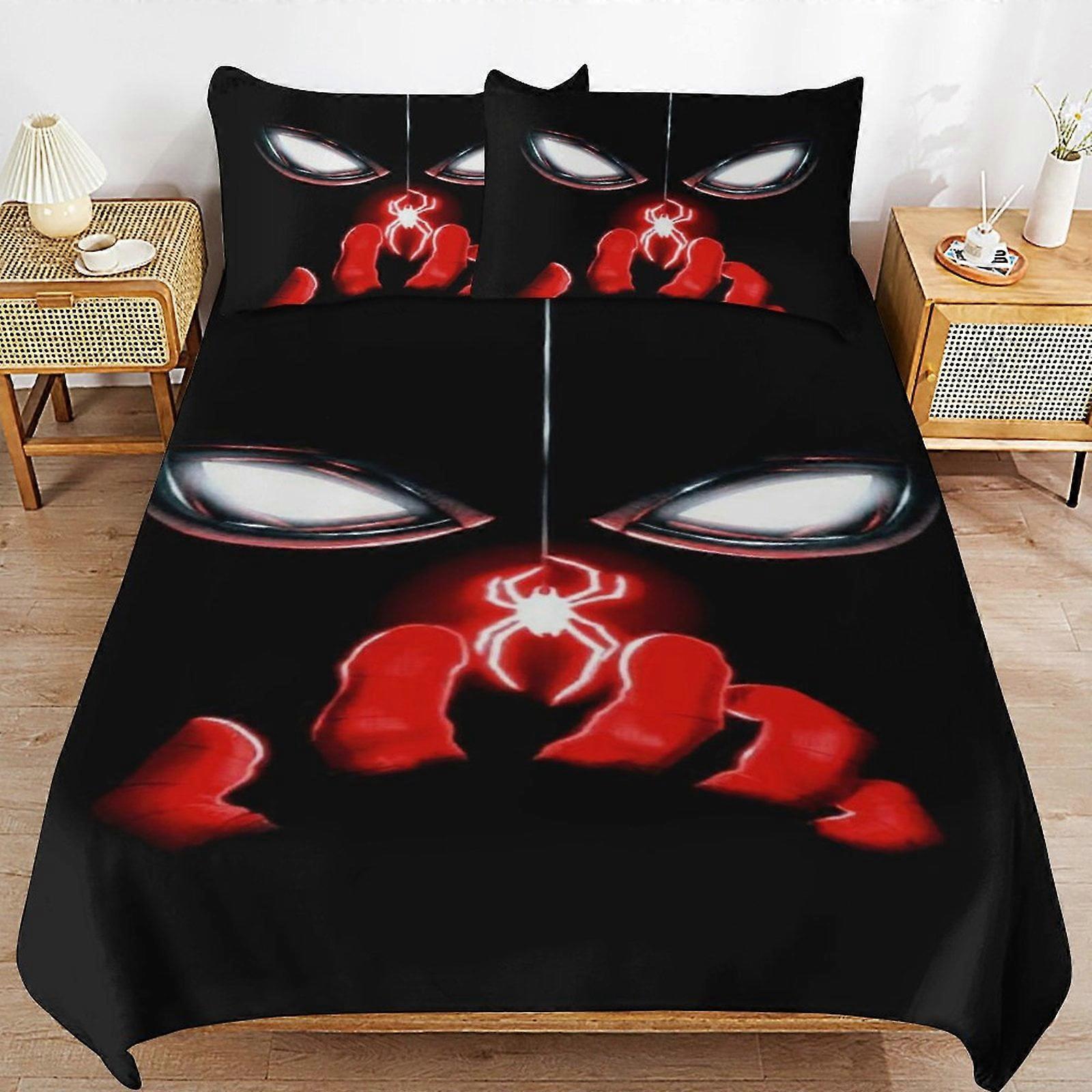 v2962 Lakan Sängkläder i Spider-Verse Sängkläder Uppsättningar Ultra Mjuk Hudvänlig Påslakan 3 Delad, Söt Täcke Täcke Sängset för pojkar Flickor