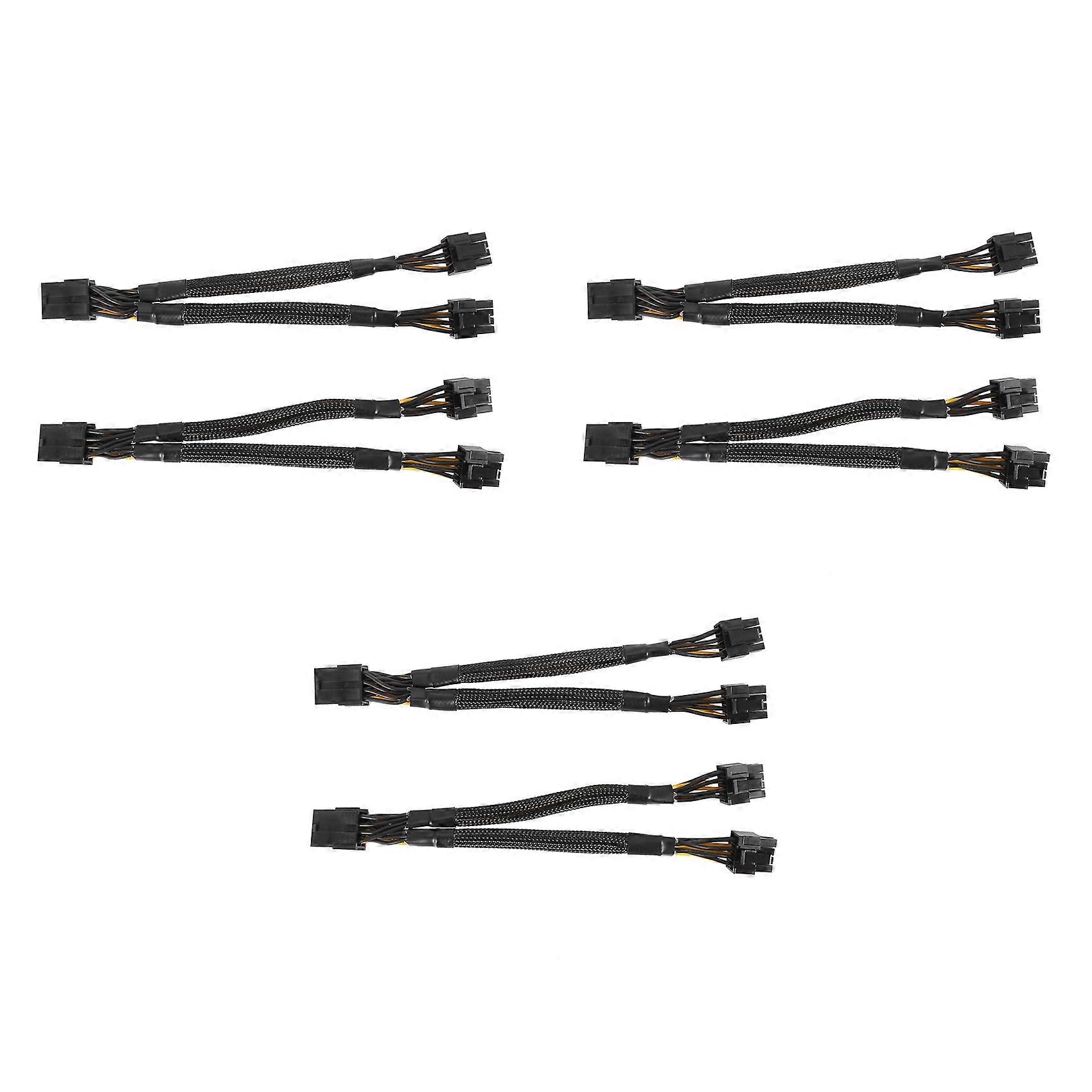 6PCS GPU PCIe 8 Pin Female to Dual 2X 8 Pin (6+2) Male PCI Express Power Adapter Braided Y-Splitter