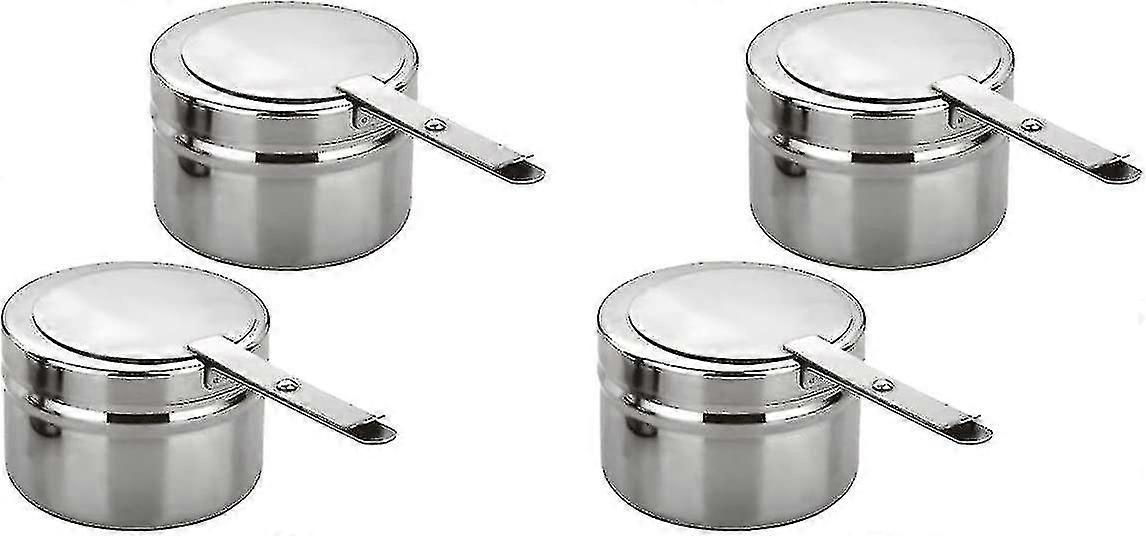 4pcs Stainless Steel Fuel Holder With Cover Small Chafing Fuel Holders Round Fuel Box