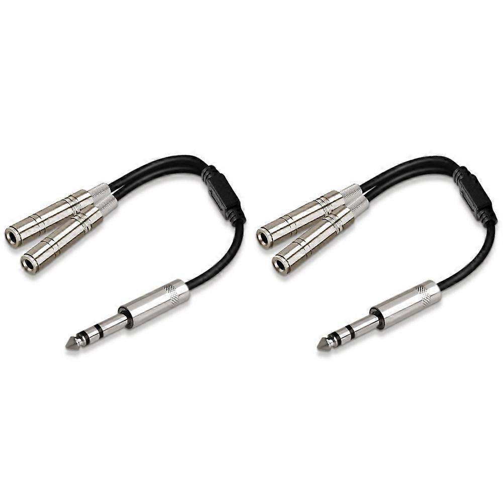 2pcs 6.35mm 1/4 Inch Stereo Jack Splitter Cable Adapter Lead Plug to Double 6.35mm Sockets
