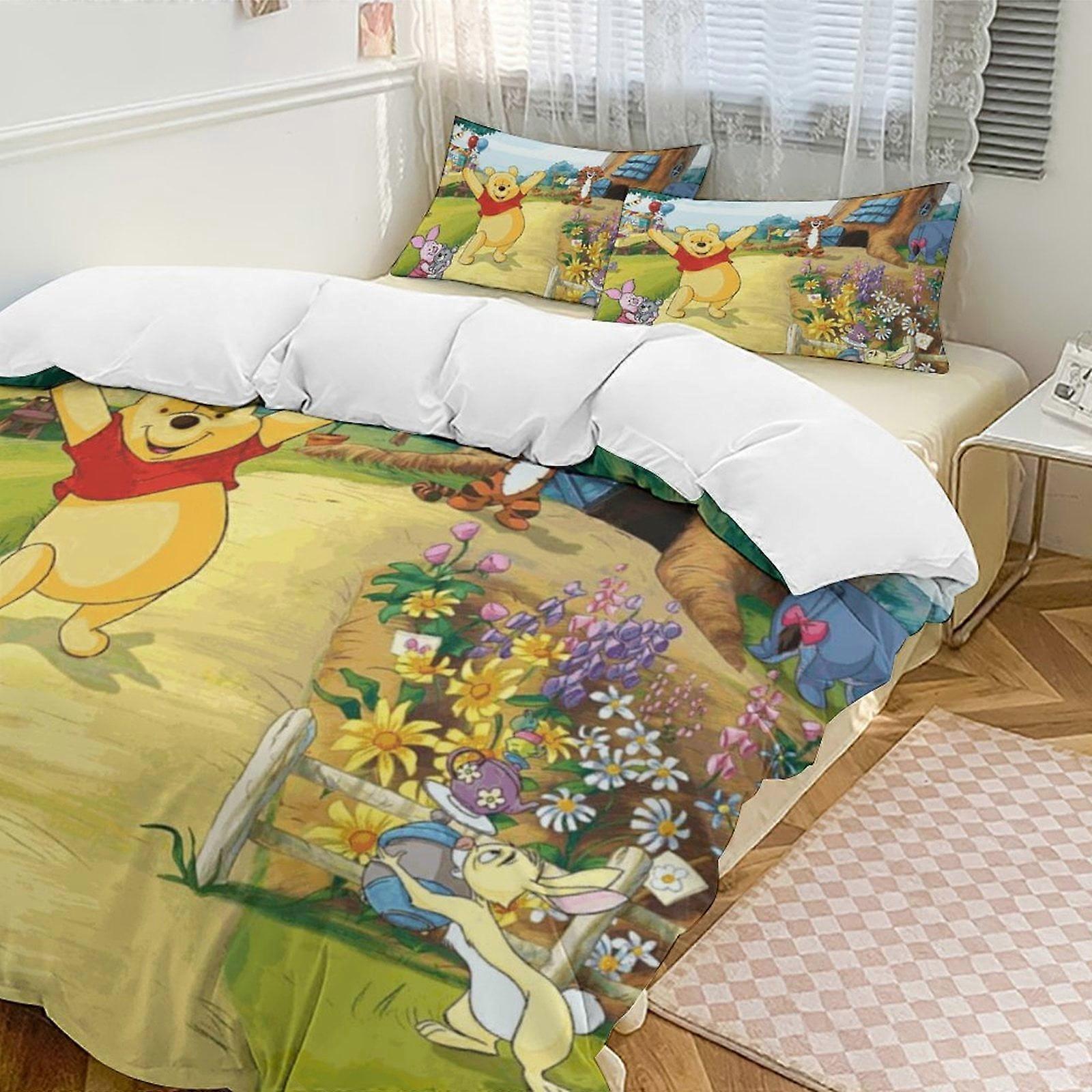 Zm423 Winnie The Pooh 3-Piece Twin Bed Set - Includes 1 Single Comforter And 2 Pillowcases Bedding - Fade Resistant Microfiber - Winnie The Pooh Lc42