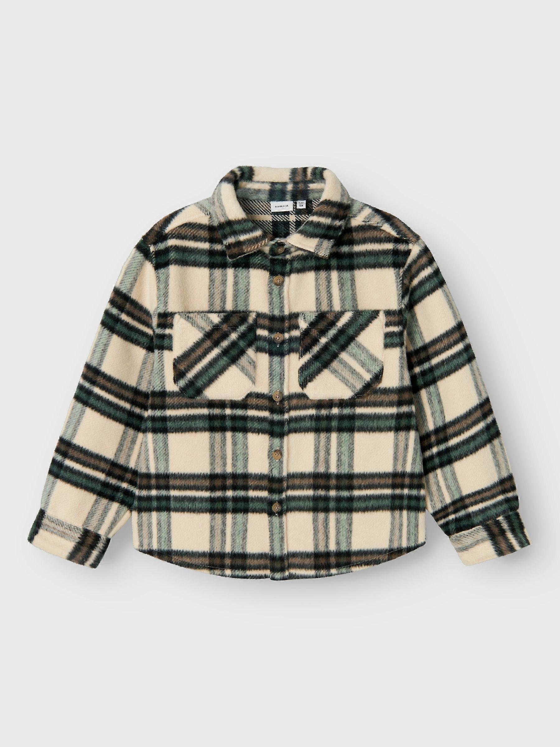 NAME IT Boys Jacket Shirt Style Regular Fit Fabric Check Pattern Button Closure