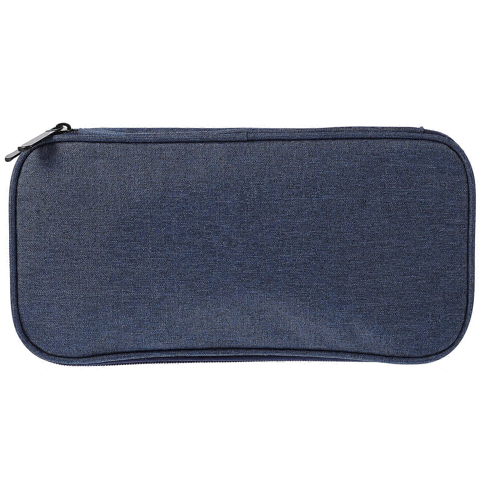 Knitting Needles Case Crochet Hooks Organizer Storage Zipper Bag (Dark Blue)