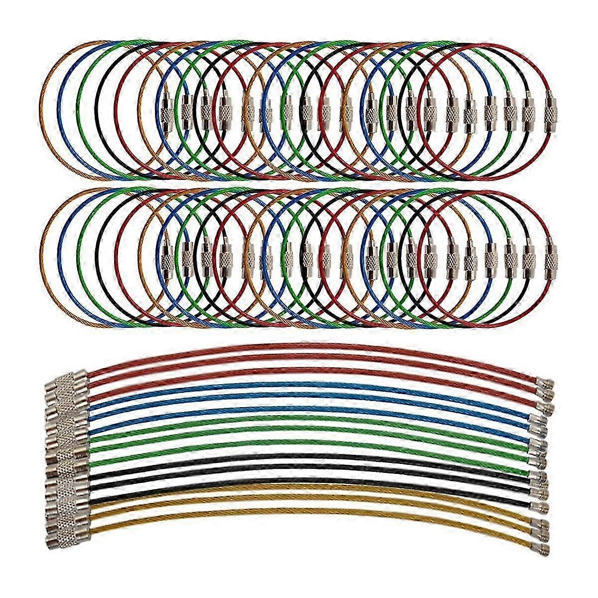 100PCS Keychain, 5.9 Inches Stainless Steel Wire Ring Loop Rings for Hanging Luggage Tag, Keys Keep