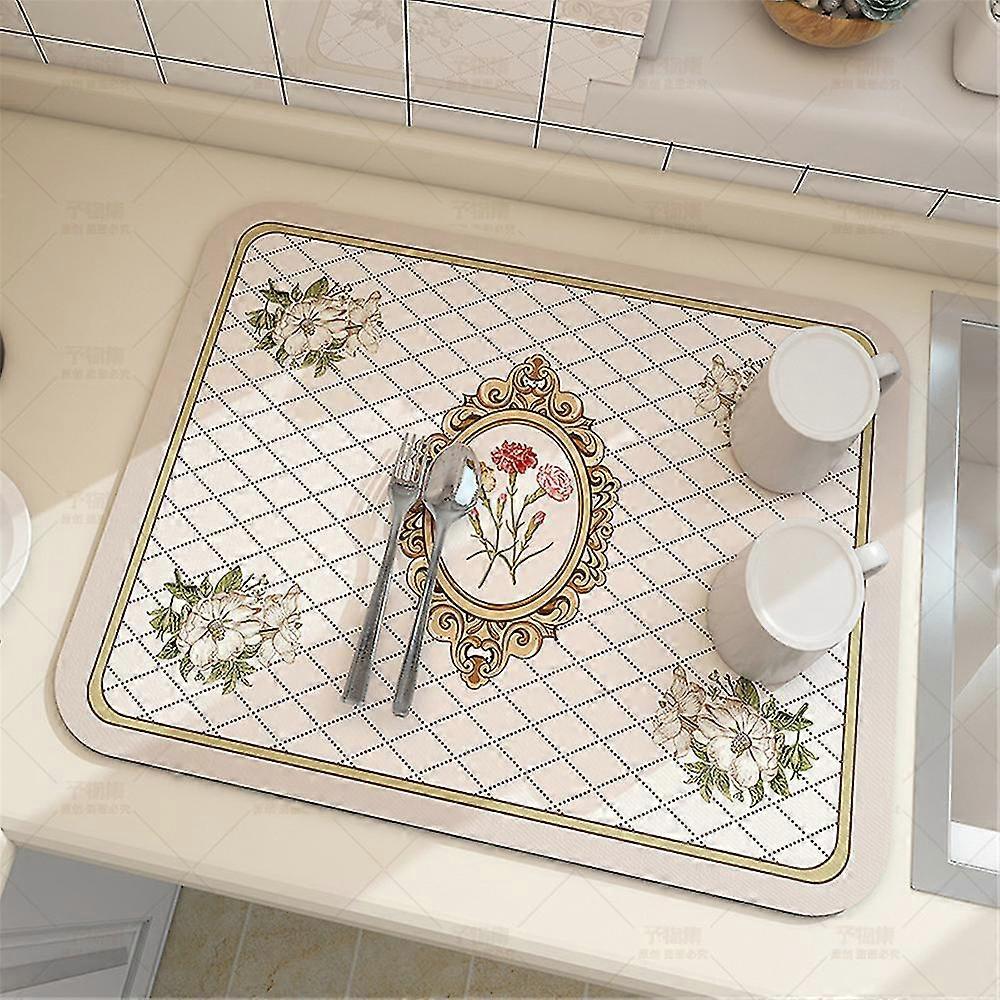 Fantasy Style Draining Mat, Kitchen Counter Dish Drying Mats, Quick Drying Absorbent Pad Non-slip Tableware Dish Draining Mat