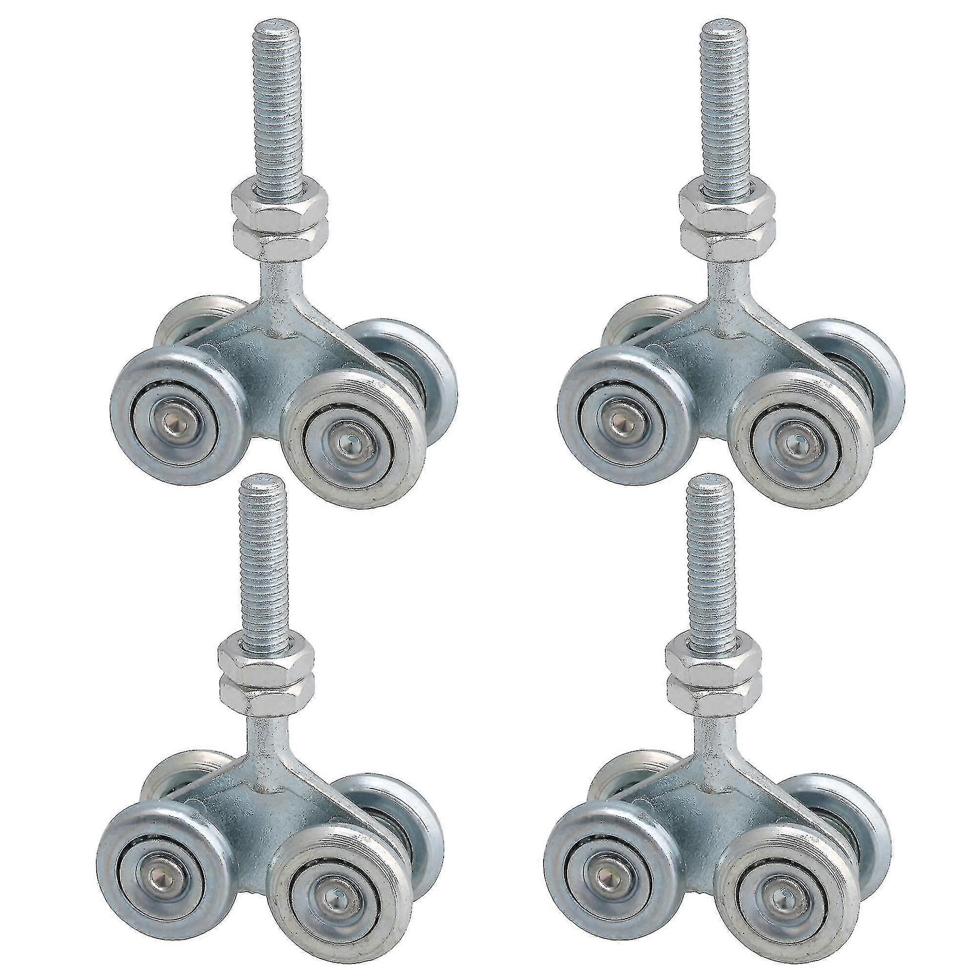 Double Wheel Sliding Track Roller Hanging H4-3 Silver With Nuts Set Of 4