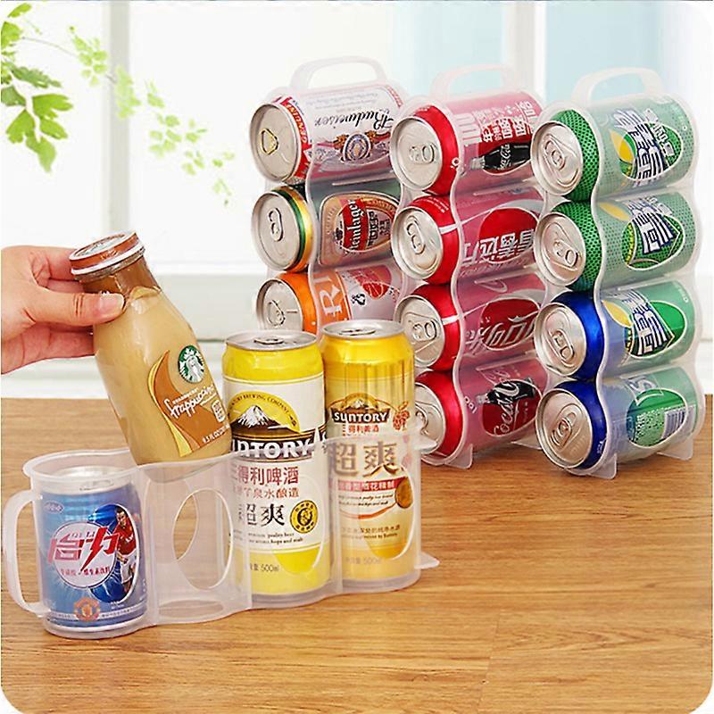 2Pcs Easy open can rack storage box kitchen supplies hand pulled 4-section refrigerator beverage storage box