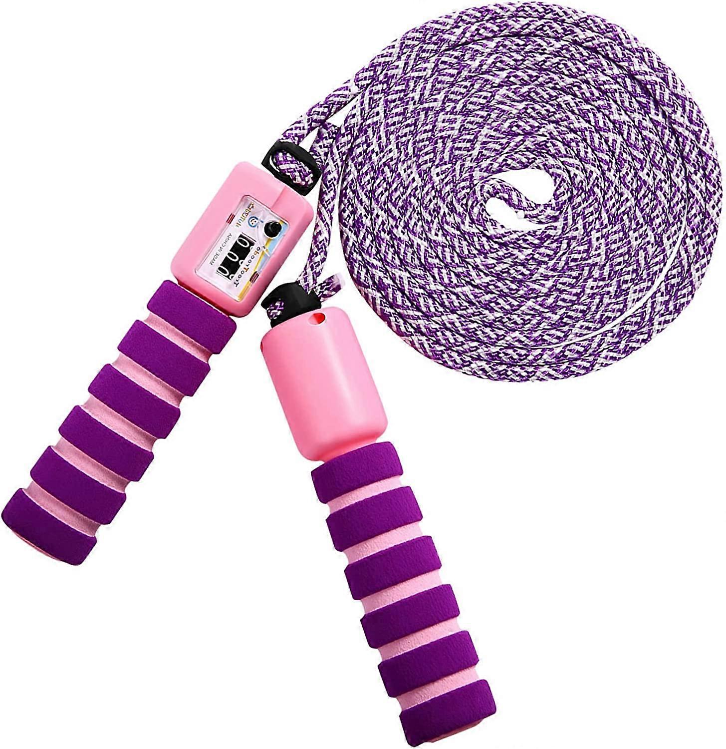 Kids Jump RopePurple,Toddler Girl Counter Jump Rope,Adjustable Built-in Counter and Soft Handle for Fitness School Play or Activity