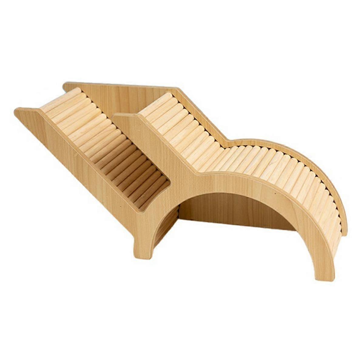 Washable Hamster Hidden Wooden Hamster House Small Pet Castle with Rock Climb Ladder Dwarf Mouse Pet,Arch Bridge Tunnel