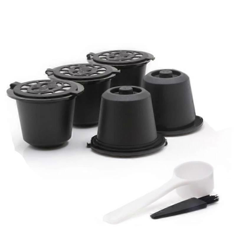 5 Reusable Capsules Refillable Coffee Capsule Filter with Coffee Machines with Coffee Spoon Brush