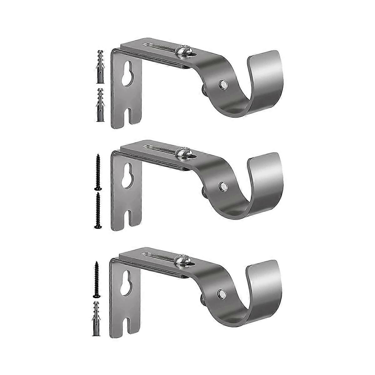 Silver Curtain Rod Brackets for Wall,Heavy Duty Curtain Rod Holders for 1 Inch Rod with Installatio