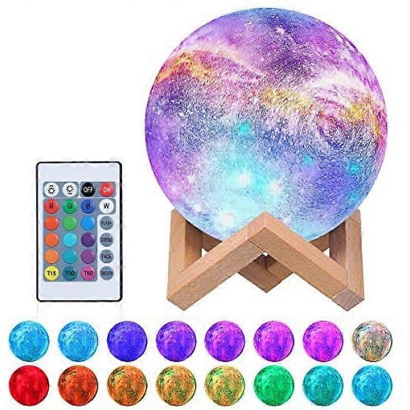 LED Night Light Touch Moon Lamp, 15cm Multicolor 3D Moon Lamp Color Dimmable with Remote Control, USB Rechargeable for Bedroom Decor