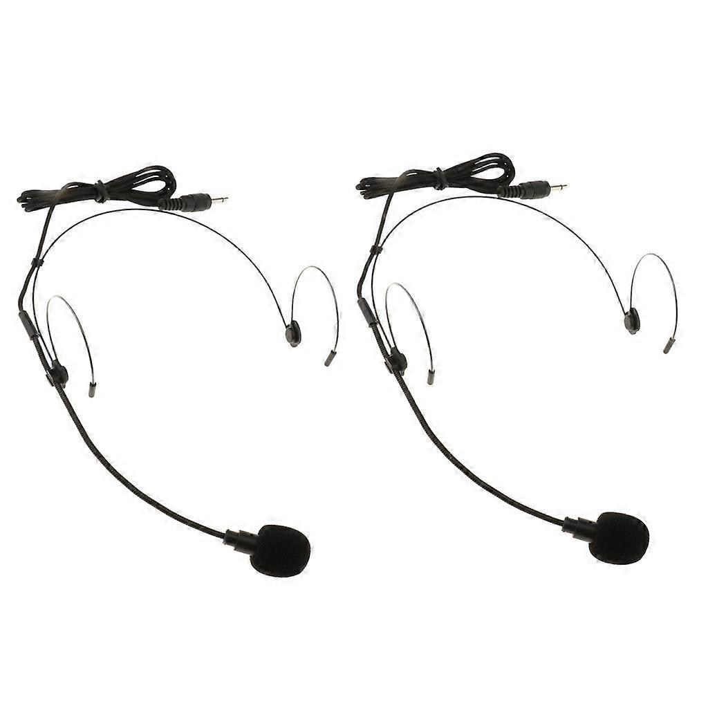 2Pack 3.5mm Mono Plug-in Double Earhook Telescopic Headworn Microphone MIC For Wireless System Bodypack