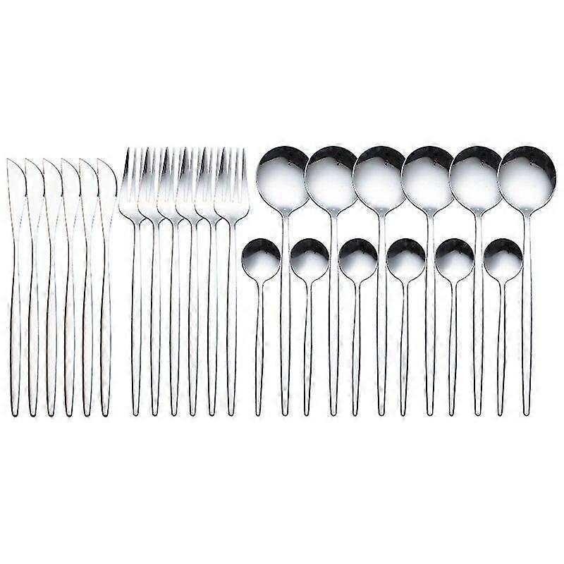 24pcs Table Cutlery Stainless Steel Silver Gold Cutlery Dinnerware Set Cutlery Set Spoon Knife Fork Cutlery Set Tableware Set