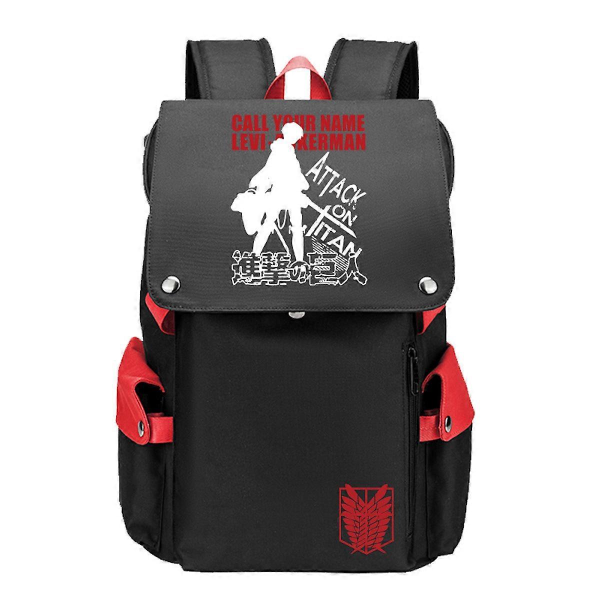 Anime Attack on Titan Backpack Black Red Scatchel Durable School Bag