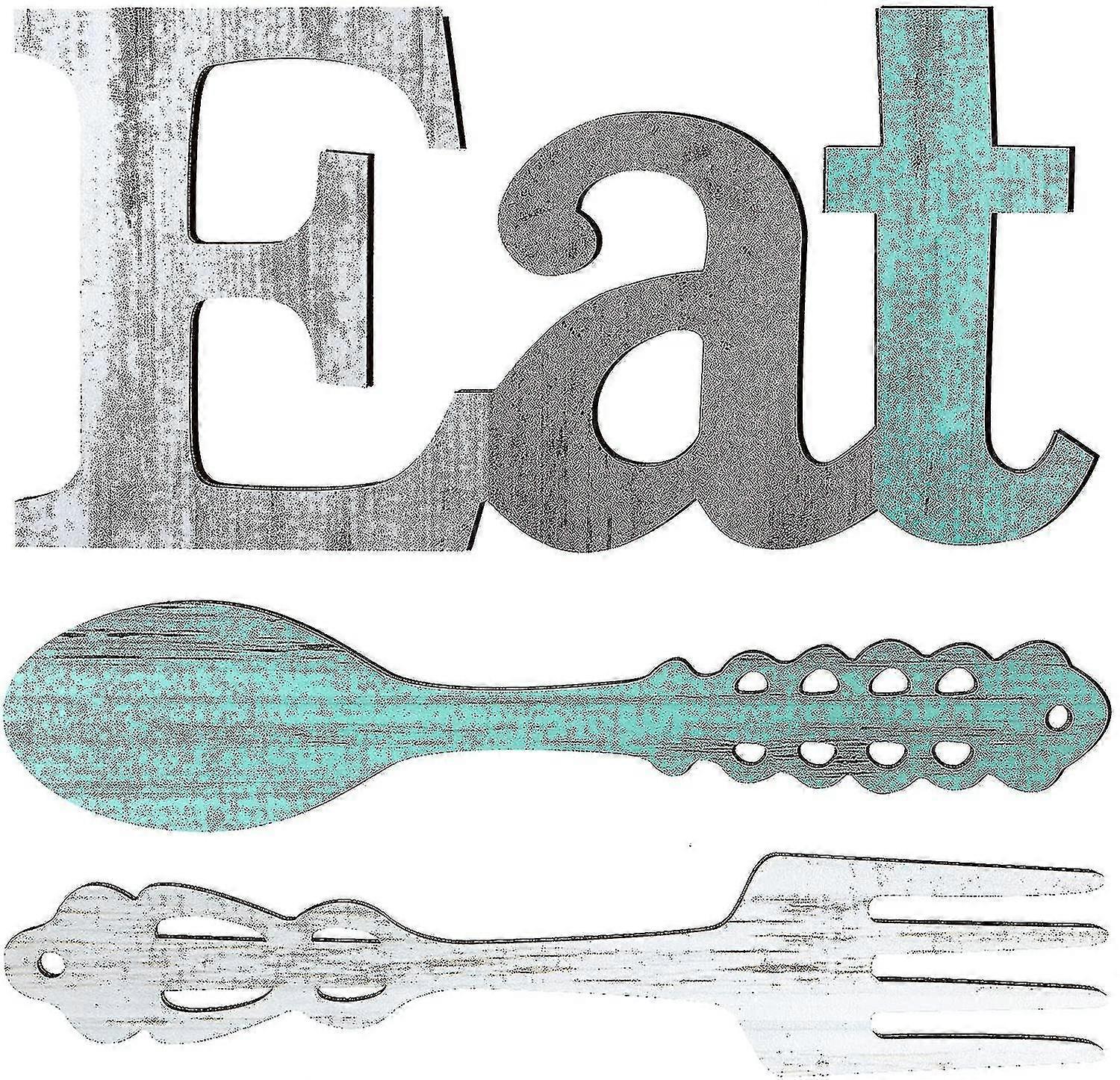 Set Of Eat Sign,fork And Spoon Wall Decor,cute Eat Letters For Kitchen And Home