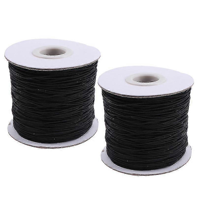 2 Rolls 1.0mm Handmade Elastic Cord Diy Bead Stretch Read String Rope Jewelry Making Material (100m/roll, Black)