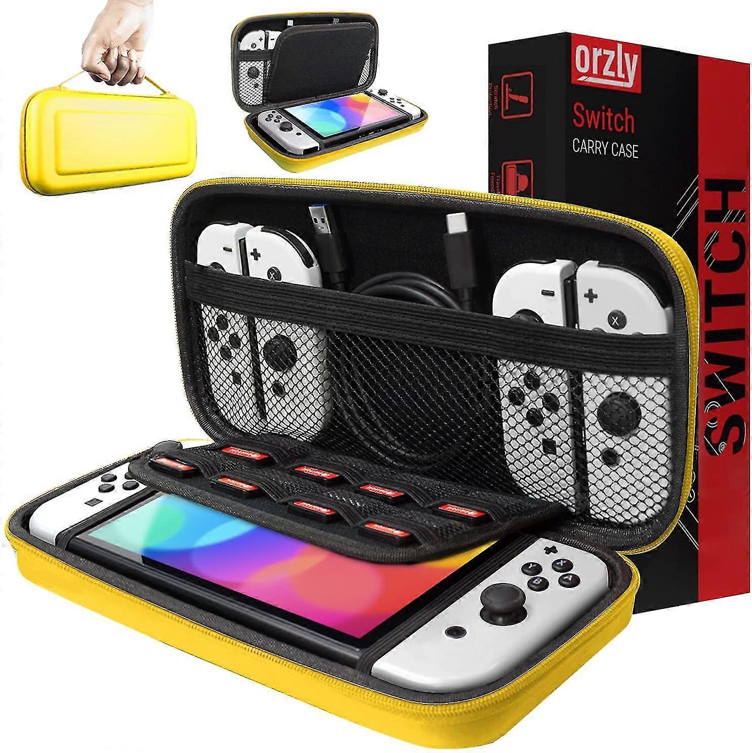 Black Protective Rigid Portable Travel Carry Case Shell Bag With Pockets For Accessories And Games