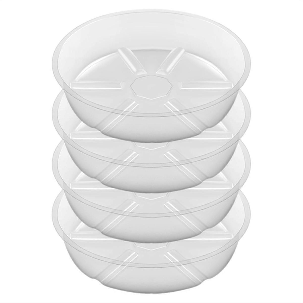 4 عبوات صحن نباتي شفاف 10 بوصة صحون نباتية بلاستيكية أكثر سمكا صينية نباتات وعاء للزهور في الأماكن المغلقة