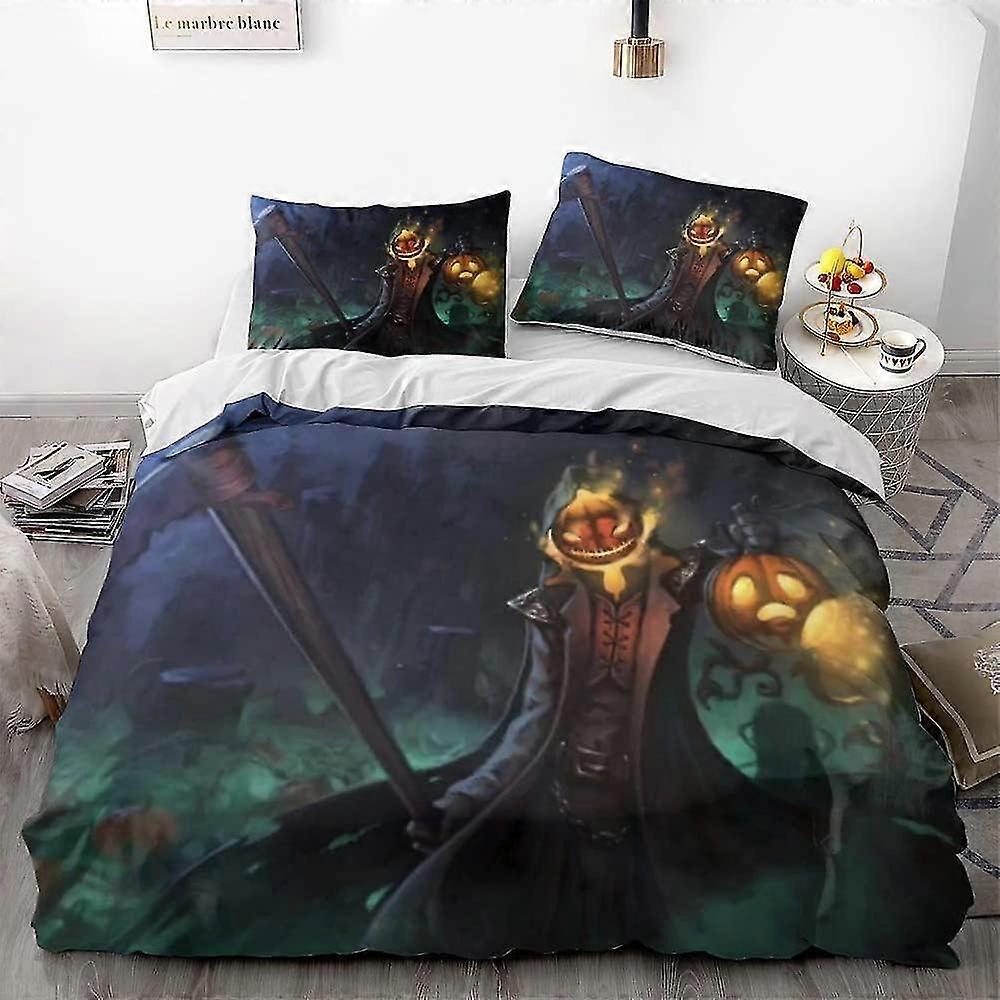 b1778 Lenzuola Anime Halloween Zucca Zucca 3 Pezzi Set di Biancheria Da Letto 1 Copripiumino e 2 Federe Lenzuola gb1778