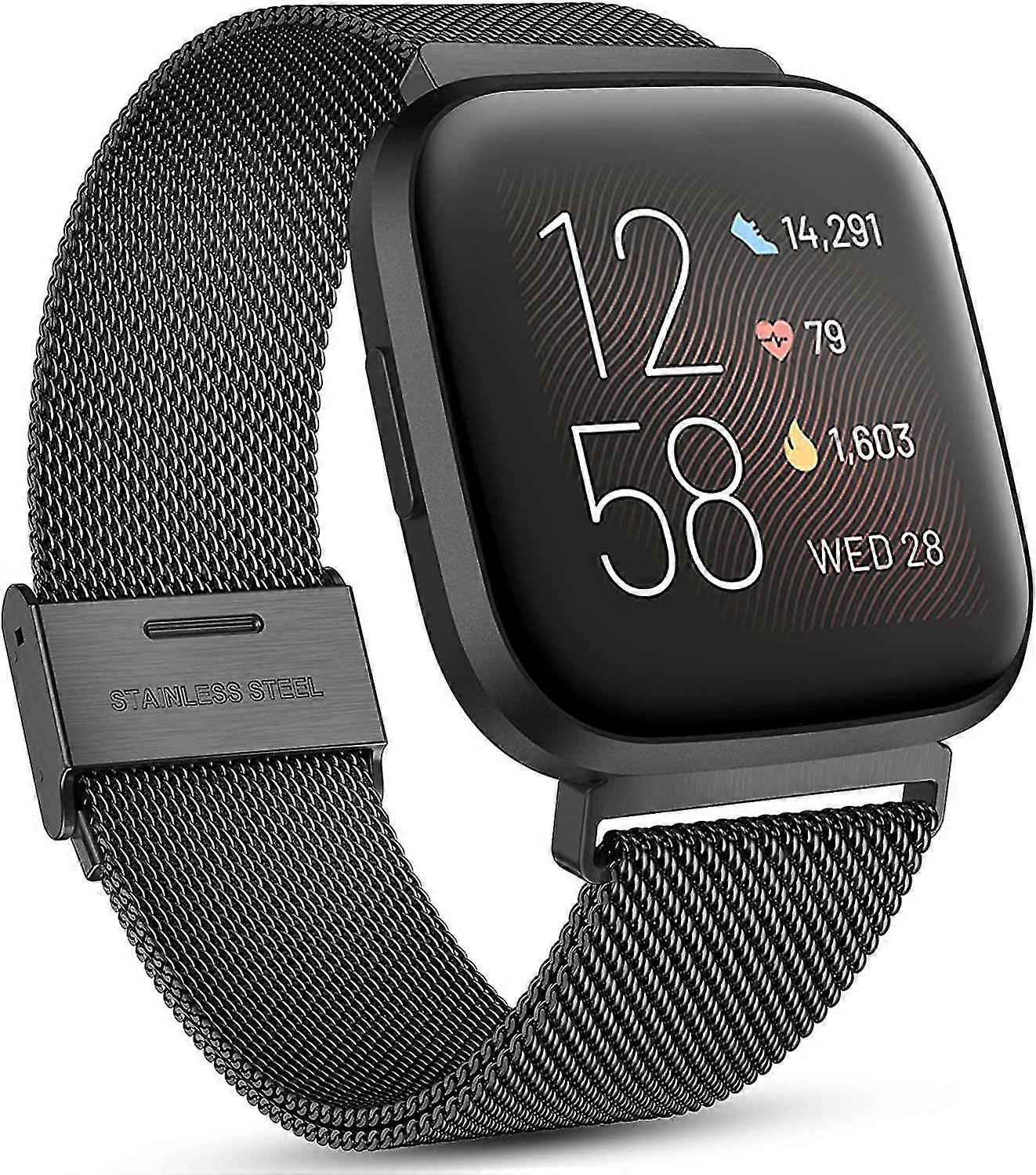 Fitbit Versa/fitbit Versa 2 Band For Women Men, Adjustable Stainless