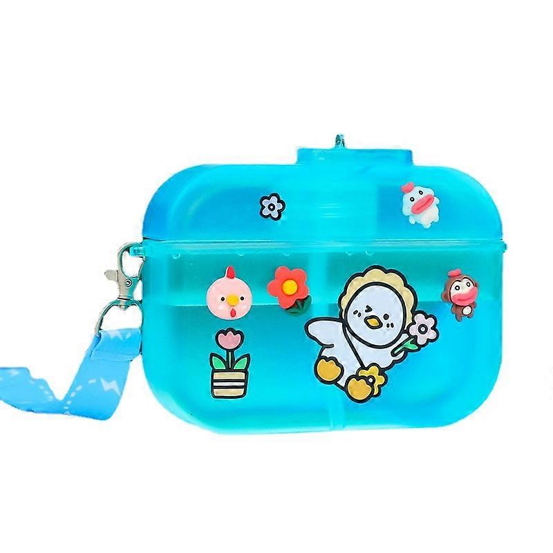 Summer cute small square bag portable strap straw cup blue 400ML