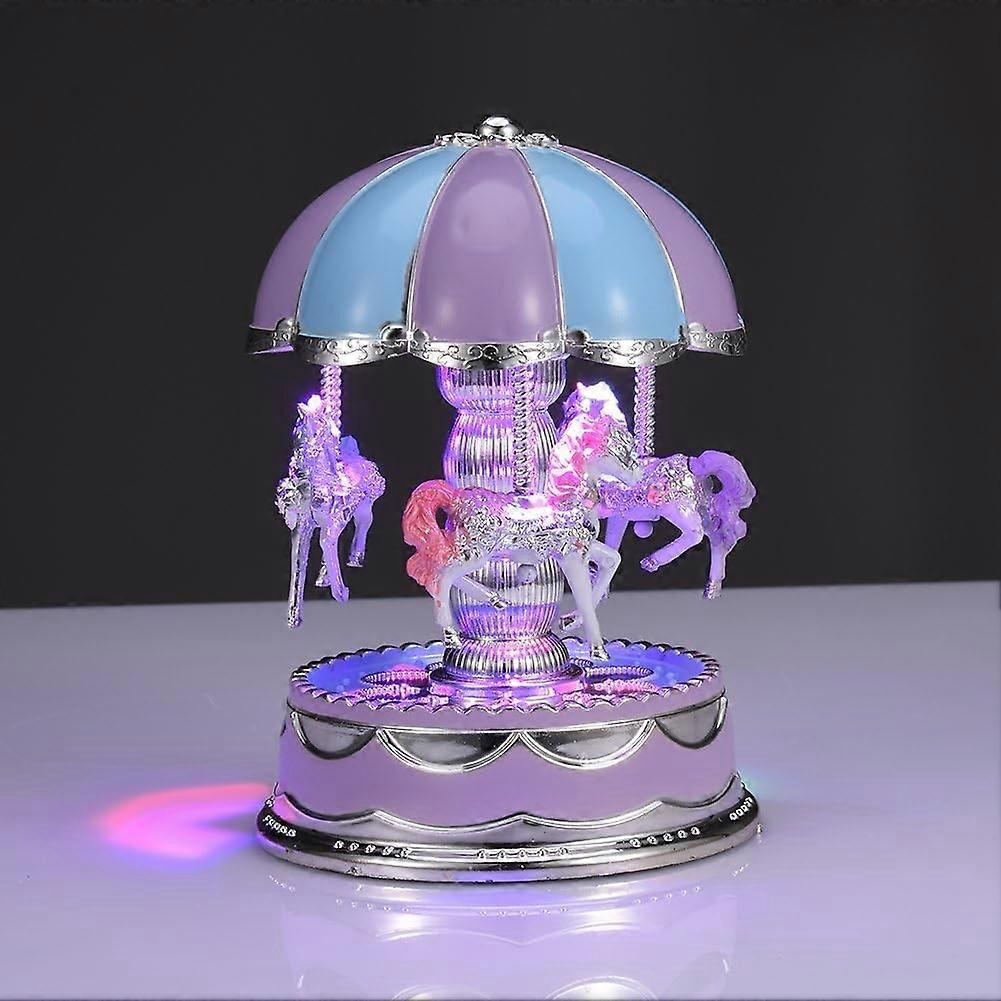 2025年新しいカルーセルオルゴール発光回転3頭立てオルゴール子供誕生日ギフトホームデコレーション(B)