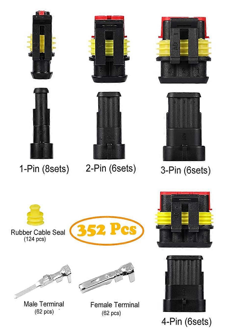 Kit De Broches & Bornes WANDGU – 290 Connecteurs + 400 Joints – Pour Auto, Moto, Bateau – Sertissage 1 à 3,5 Mm² – Étanche IP67
