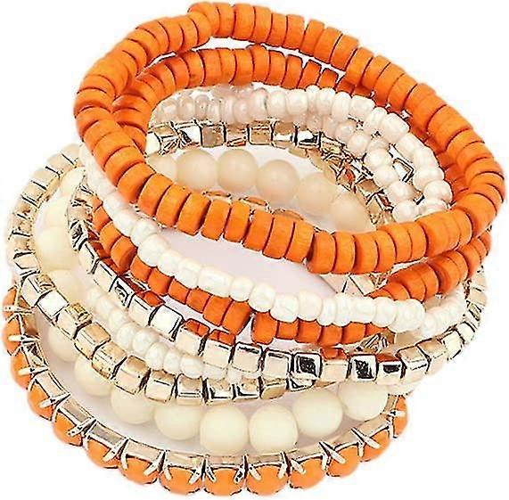 Bohemian Beads Cube Multi Strand Stretch Stackable Bangle Bracelet Set (bl003172) Heilwiy Gift