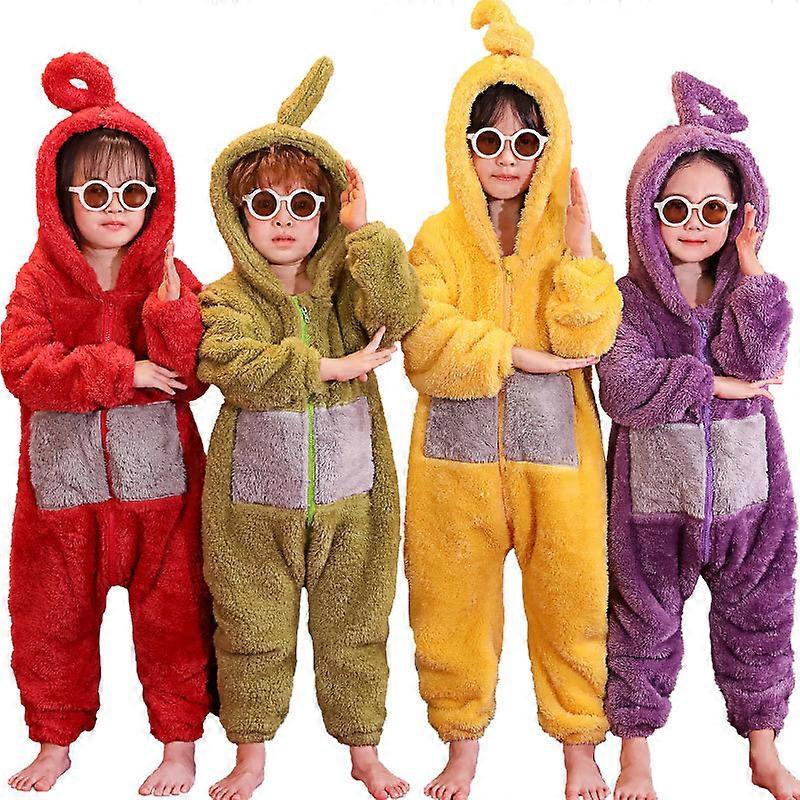 Teletubbies Tek Parça Pijama Çocuk Ev Giyim Çocuk Kalınlaştırılmış Mercan Polar