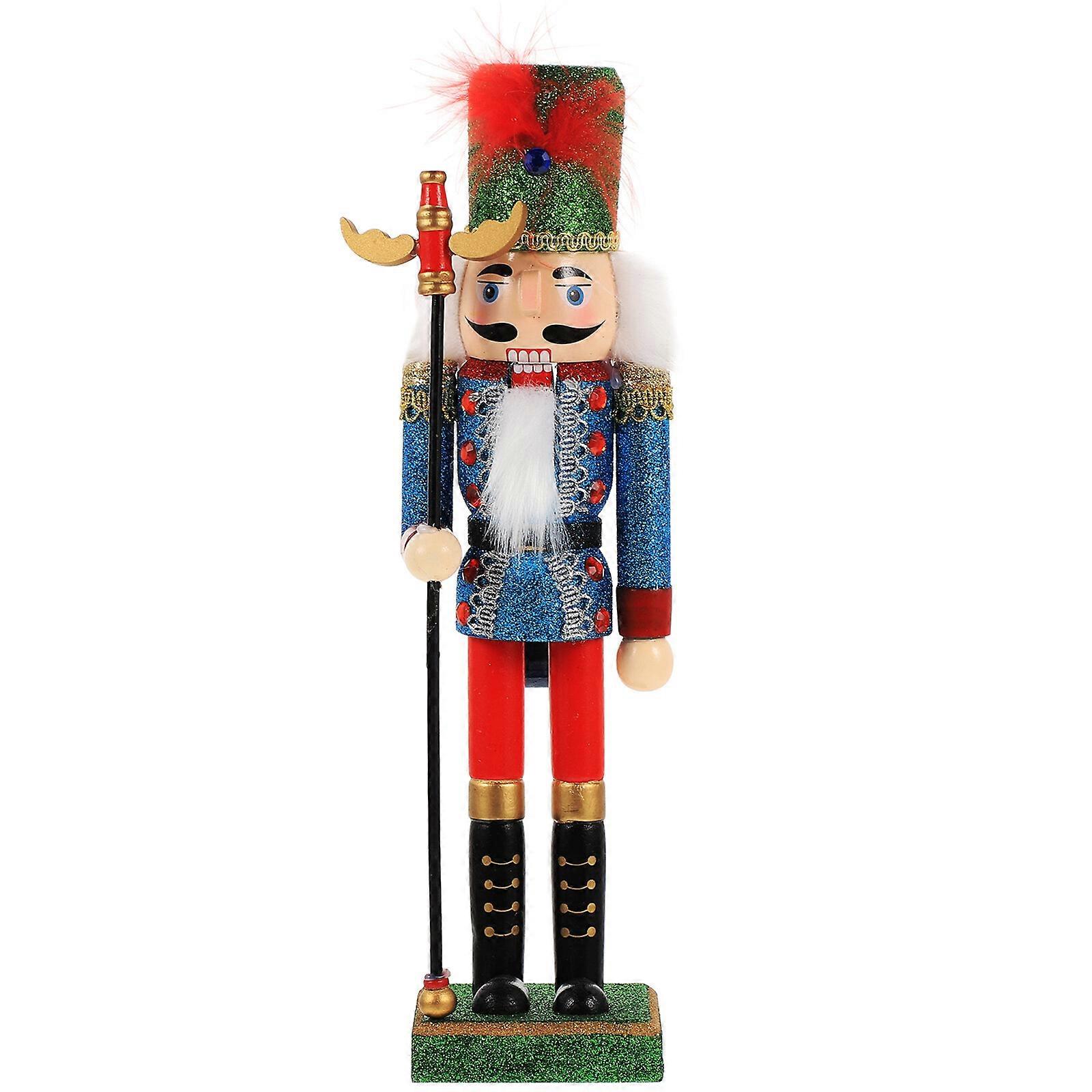 Figurine de Noël en bois représentant un soldat casse-noisette, idéale pour décorer un bureau ou une marionnette