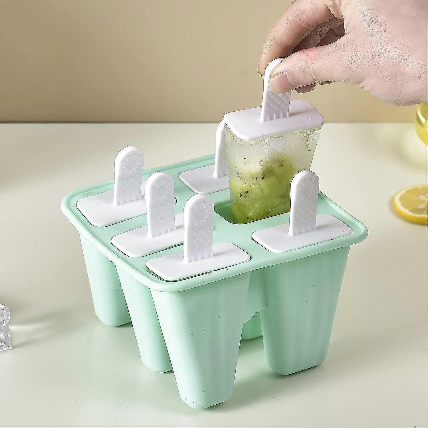 2 Pieces Popsicle Molds,Popsicle Molds 6 Pieces Silicone Popsicle Molds BPA Free Popsicle Molds Reusable Easy Release Popsicle Maker (Green)