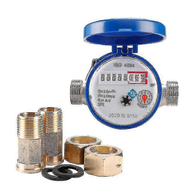 Water Meter Mechanical Rotary Wing 0-30 Cold E-type 1/2" - 3/4" Qn 1.5m3/h Precision 0.0001m3