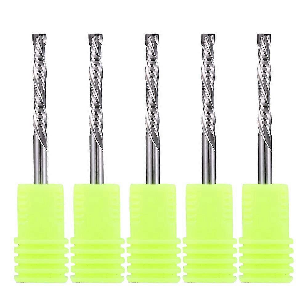 Spiral Carbide Drill Bits, Two Way Cut, Size: 3.175 x 22mm, For CNC Compression Wood Cutters Set of 5 Pieces