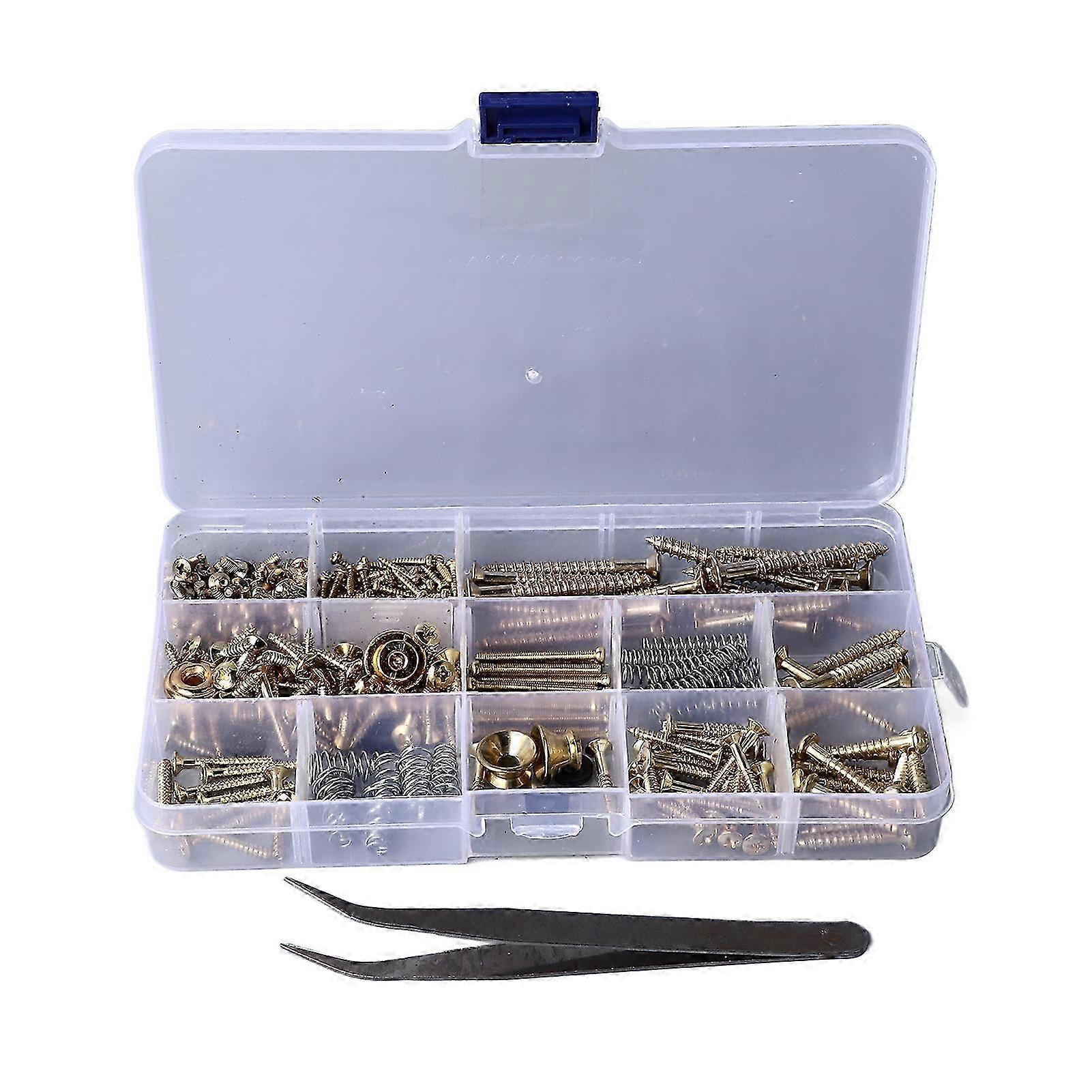 طقم برغي إصلاح الغيتار الكهربائي الصوتي تركيب مسامير حزام أبازيم كيت أداة Luthier مع ملاقط الذهب